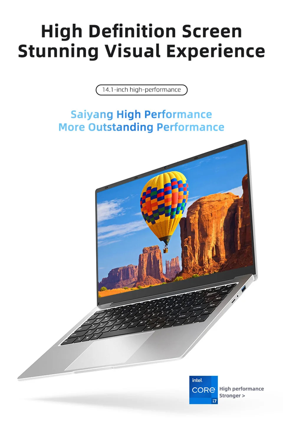 14.1" Portable Laptop – Intel Core i7-9850H or Atom A3950, 12GB RAM, up to 2TB SSD, Windows 11 Pro | Office & Study