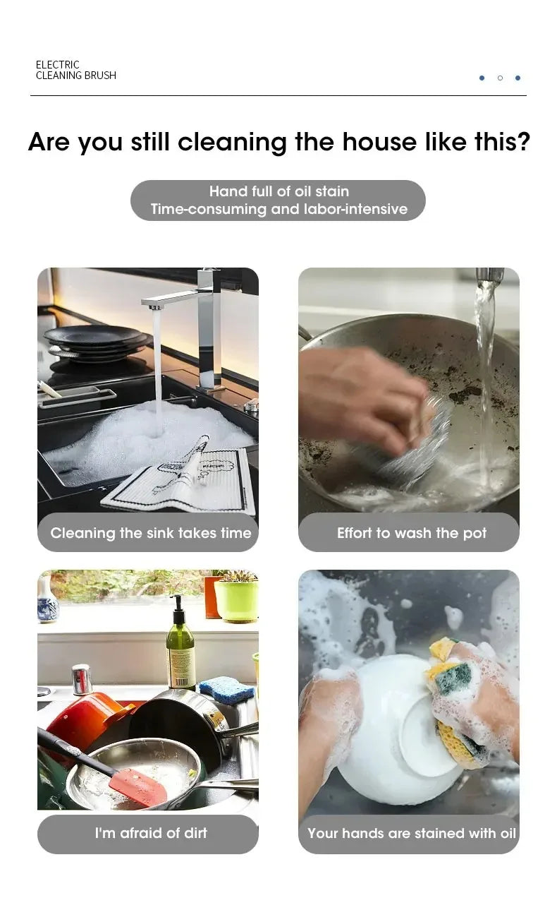 Electric Cleaning Brush | Multifunctional Rotary Scrubber for Kitchen, Bathroom & Balcony