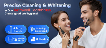 Electric Toothbrush T37 Sonic – 3 Modes, Rotation Clean with 4 Replacement Heads