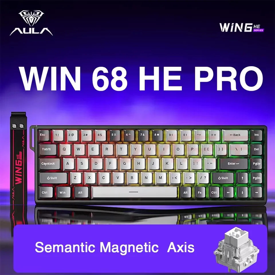 Aula Win68 HE magnetic mini gaming keyboard with RGB backlit keys, hot-swappable switches, wired connection, designed for PC gamers