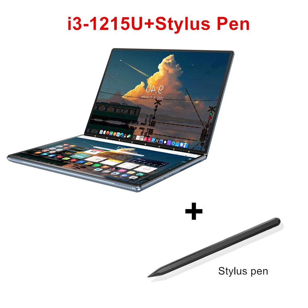 Topton Dual Screen Laptop 10.95" — Intel i3-1215U / N100, IPS Touch, WiFi 6, Windows 11