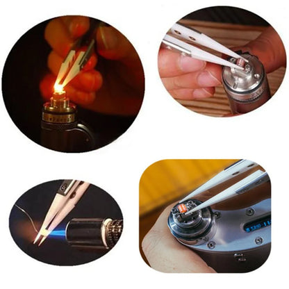 Ceramic Tipped Stainless Steel Soldering Tweezers – Heat-Resistant Fine Point