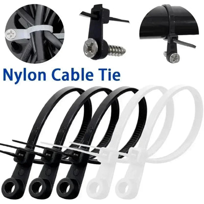 Self-Locking Nylon Cable Ties with Screw Hole Mount 100–200pcs