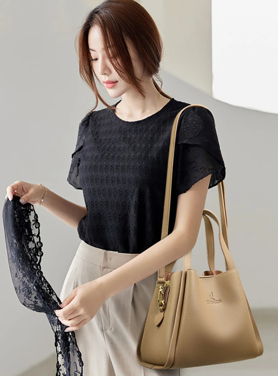 Soft PU Leather Tote Bag - Large Capacity Women's Shoulder Handbag