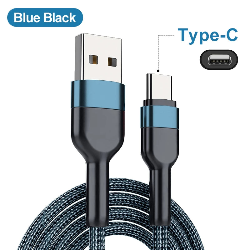 5A USB to Type-C Fast Charging Cable – Nylon Braided, for iPhone, Samsung, Xiaomi, Huawei