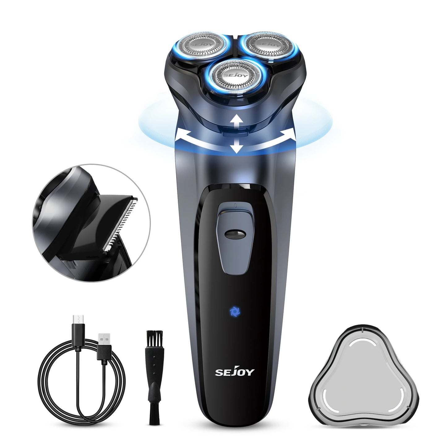 Sejoy 3D Floating Electric Shaver for Men – Triple Blade, Wet/Dry, 85min, Fast Charge