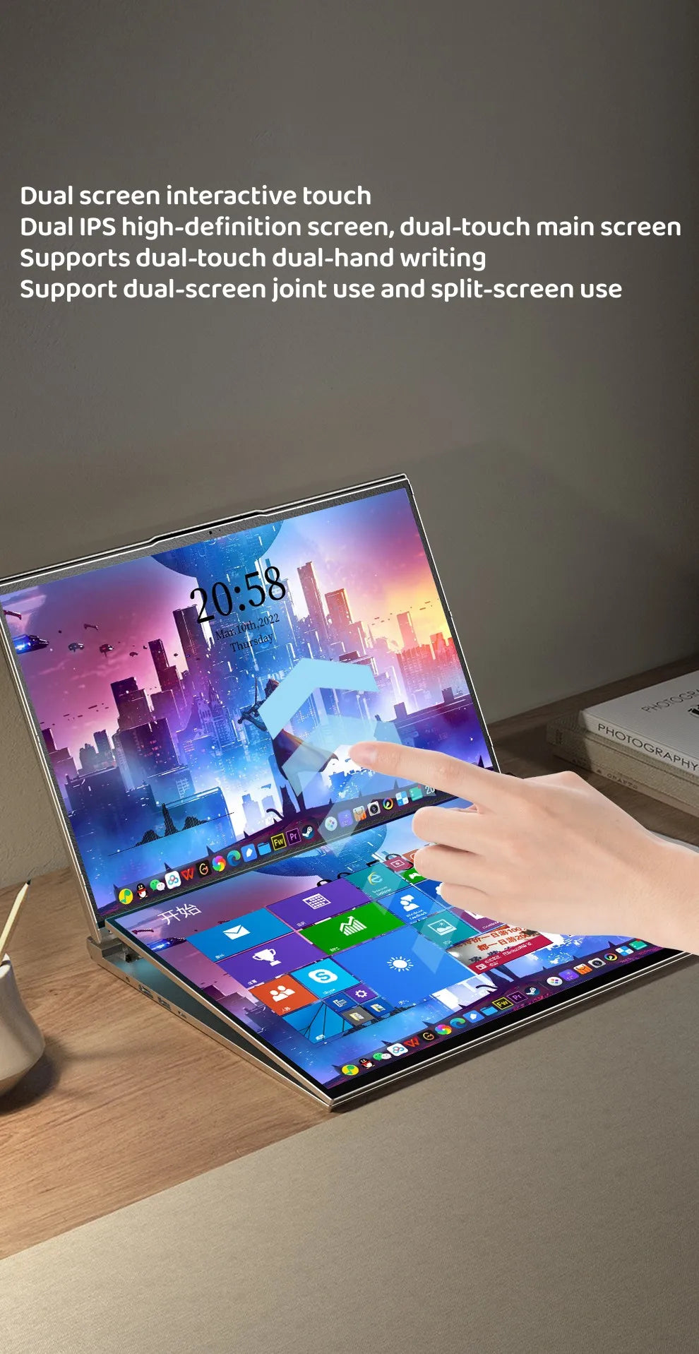 GLF-S1 Dual Screen Laptop 16"+16" — Intel i5-12450H, DDR4, Up to 2TB M.2 SSD, Windows 11