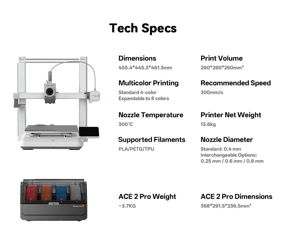 ANYCUBIC Kobra 4 Combo 3D Printer – 8-Color, 600mm/s, ACE 2 Pro