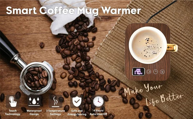 Coffee Mug Warmer – 3 Temperature Settings, Auto Shut-Off, Electric Beverage Heating Plate | Desk & Office