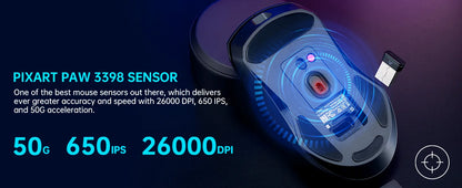 Rapoo VT9PRO Wireless Gaming Mouse – PAW3398, 68g, 26000DPI, Type-C, Programmable, Ergonomic
