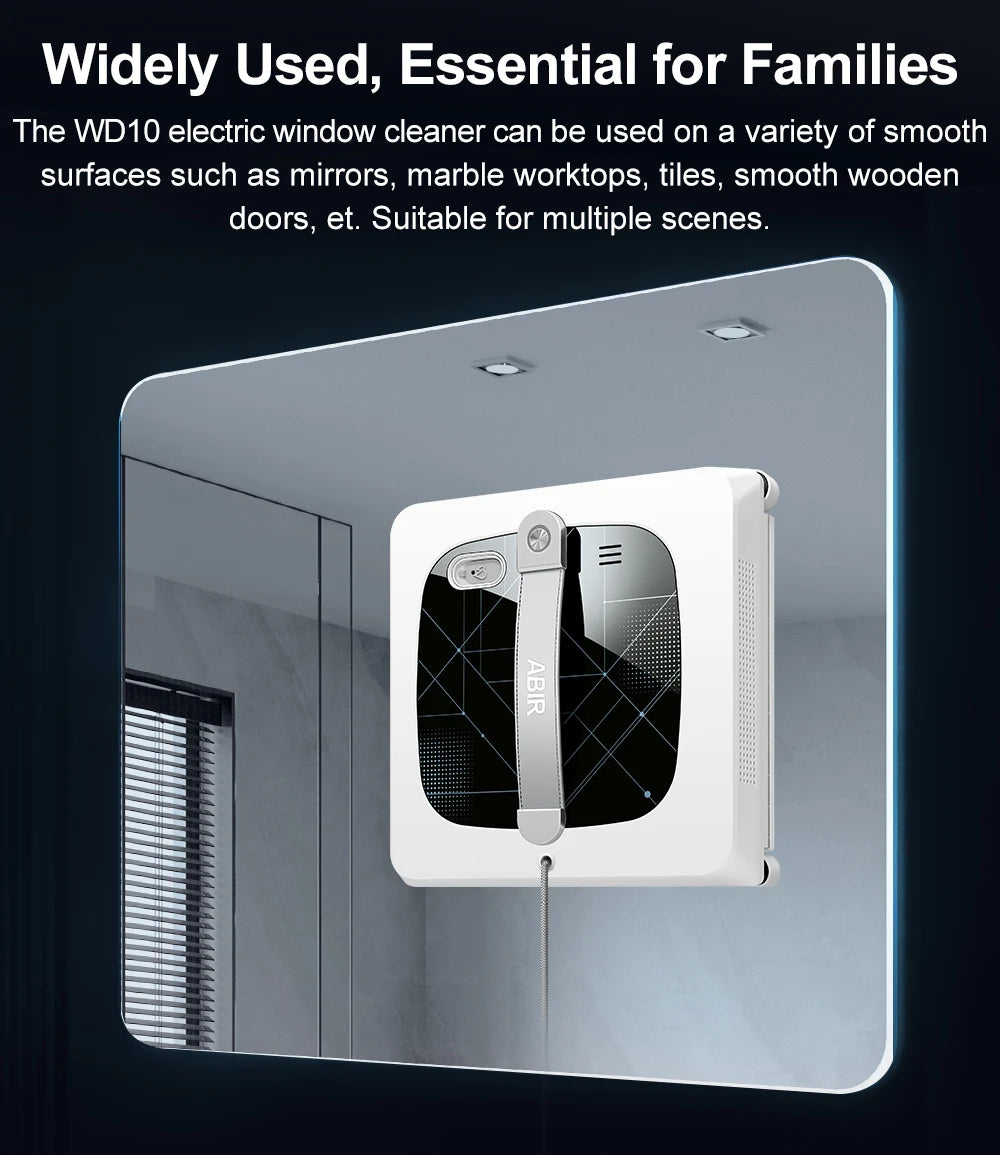 ABIR WD10 Window Cleaning Robot – Dual Roller Brushes, 10000Pa Suction, 6-Way Water Spray & Remote