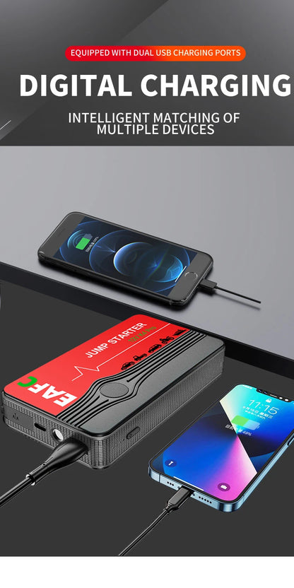 Car Jump Starter 600A-2000A | 12V Portable Battery Booster & Power Bank for Emergency Start (EAFC)