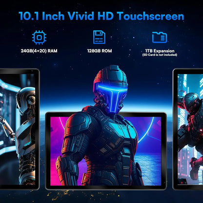 URAO 10" Android 15 Tablet – 24GB RAM, 128GB+1TB, WiFi 6, 8MP Camera, Bundle Set