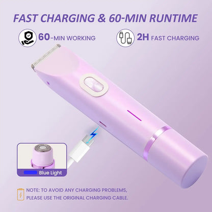 Electric Razor for Women – 2-in-1 Bikini & Body Hair Trimmer, IPX7 Waterproof, Wet & Dry Use