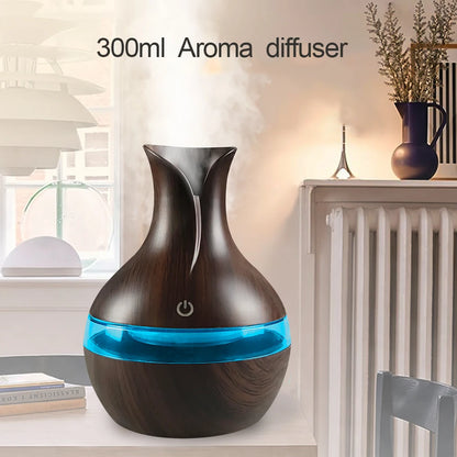 Miflame 300ml Ultrasonic Aroma Diffuser – 7-Color LED, USB Rechargeable, Cool Mist Humidifier for Home & Bedroom