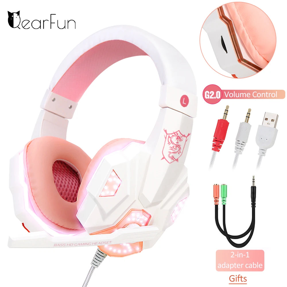 LED Gaming Headset with Microphone – Wired, Bass Stereo for PC, PS4, PS5 & Xbox