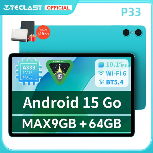 Teclast P33 Tablet – 10.1" IPS 1280x800, Allwinner A333, 9GB RAM, 64GB, 6000mAh, WiFi 6, Android 15