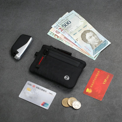 RFID Blocking Nylon Card Holder with Carabiner & Coin Purse