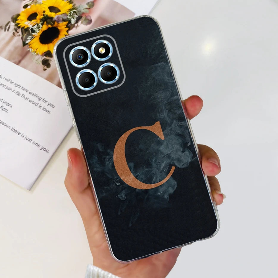 Transparent soft silicone case for Honor 70 Lite phone, clear TPU cover showing the phone's design.