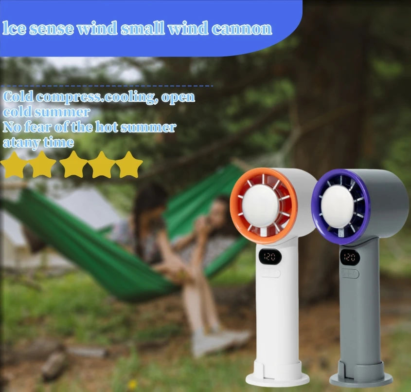 Portable Mini Personal Fan – 120-Speed Digital Display & Ice Cooling