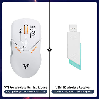 Rapoo VT9PRO Wireless Gaming Mouse – 68g Ultra-Light, PAW3395 26000DPI, 8K Polling, 8 Buttons