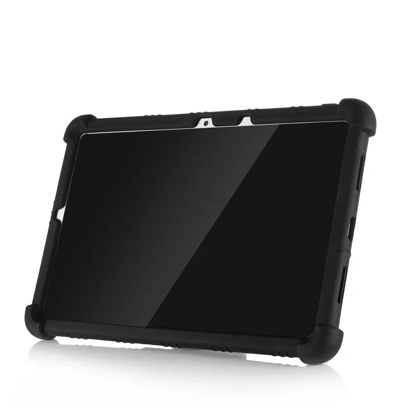 Shockproof silicone case for Huawei MatePad 10.4-inch tablet with stand feature, protects and cushions the device.