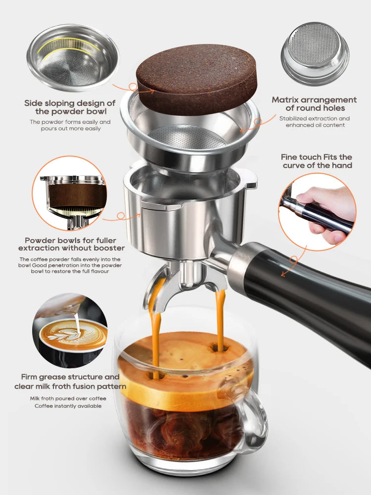 HiBREW H10A 20Bar Semi-Automatic Espresso Machine – 58mm Portafilter, Metal Case