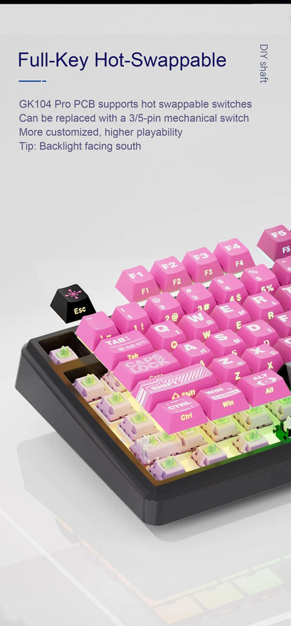 SKYLOONG GK104 Pro Full-Size Wireless Mechanical Keyboard – 104 Key, Hot-Swap, RGB, Macro Knob