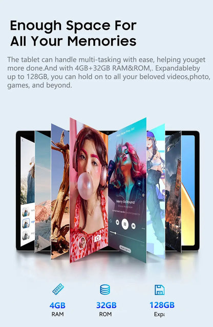 Android Tablet 10.1" | 4GB+32GB | Dual SIM 4G | 4000mAh | WiFi | With Optional Keyboard