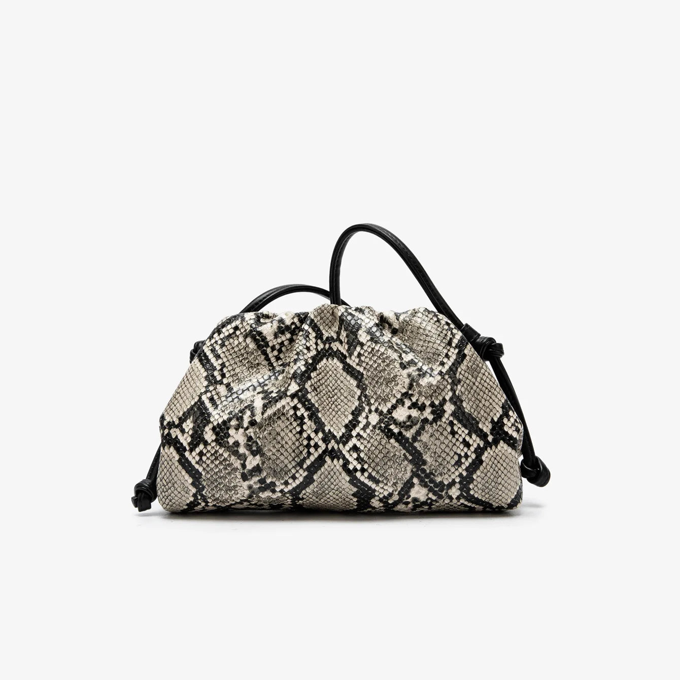 Ruched Snake Pattern Dumpling Shoulder Bag