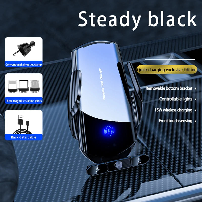 Car Magnetic Phone Holder with Wireless Charger – 360° Rotatable GPS Mount for iPhone & Xiaomi