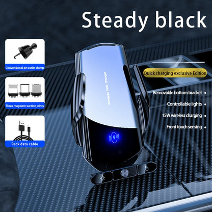 Car Magnetic Phone Holder with Wireless Charger – 360° Rotatable GPS Mount for iPhone & Xiaomi