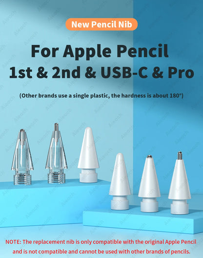 AIEACH Apple Pencil Replacement Tips – 2B/HB/2.0/3.0, Soft & Hard Nibs for Apple Pencil 1st, 2nd & 3rd Gen, USB-C Pro