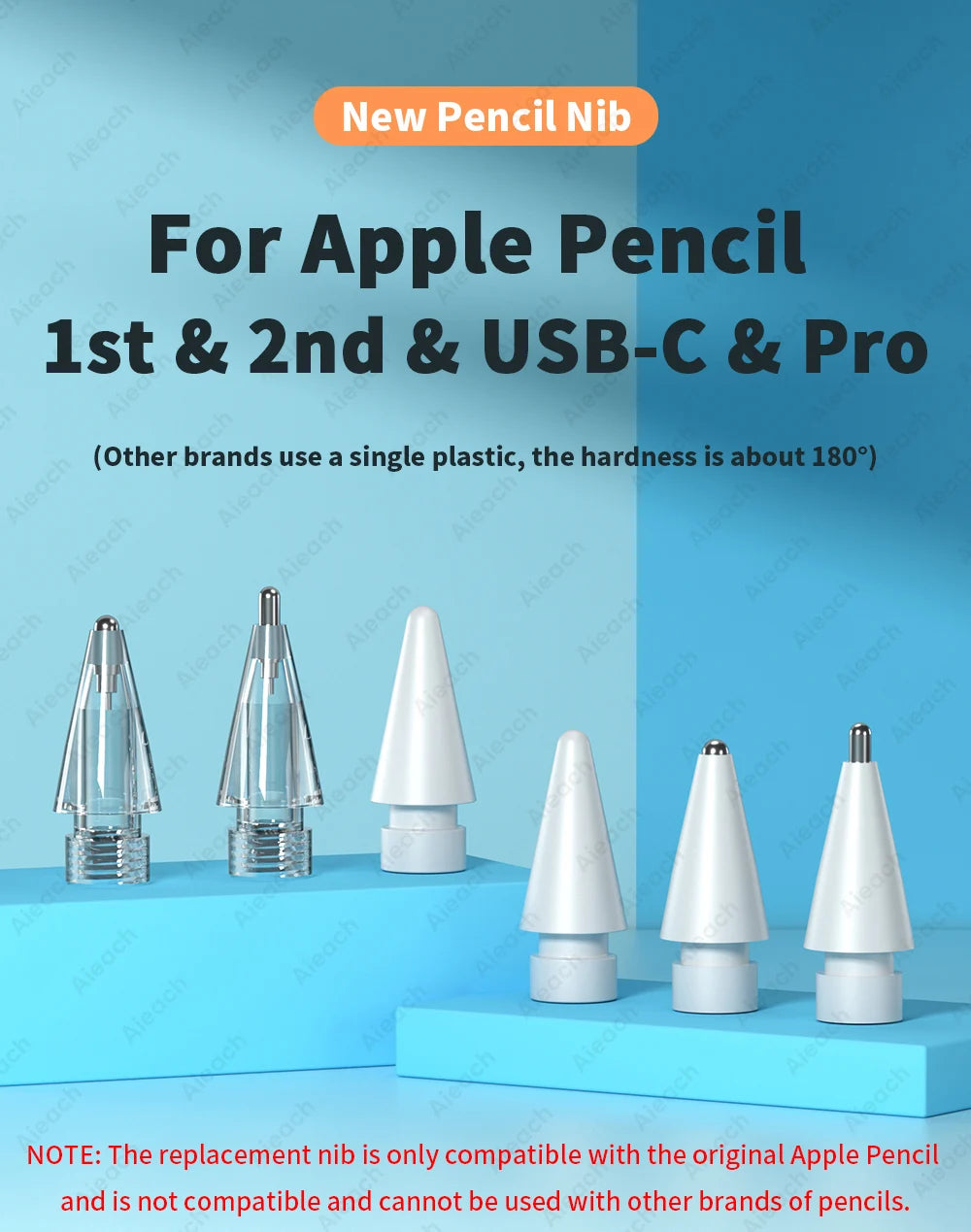 Apple Pencil Replacement Nibs | 2B HB Soft Hard Tips | For Apple Pencil 1st 2nd 3rd Gen & USB-C