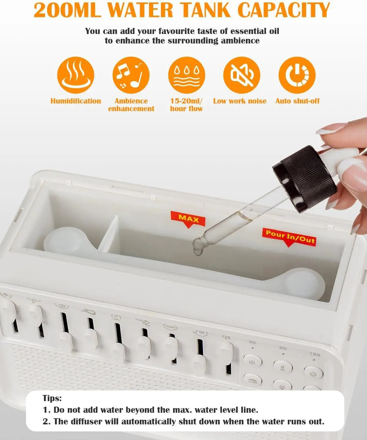 3-in-1 Bluetooth Speaker, White Noise Night Light & Humidifier – 8 Nature Sounds Sleep Machine