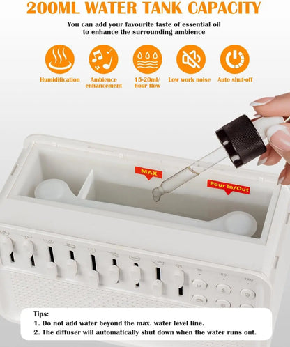 3-in-1 Bluetooth Speaker, White Noise Night Light & Humidifier – 8 Nature Sounds Sleep Machine