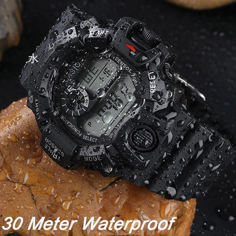 Men's R.E.D. Sports Electronic Wristwatch with large dial, waterproof design, luminous display, and alarm feature.