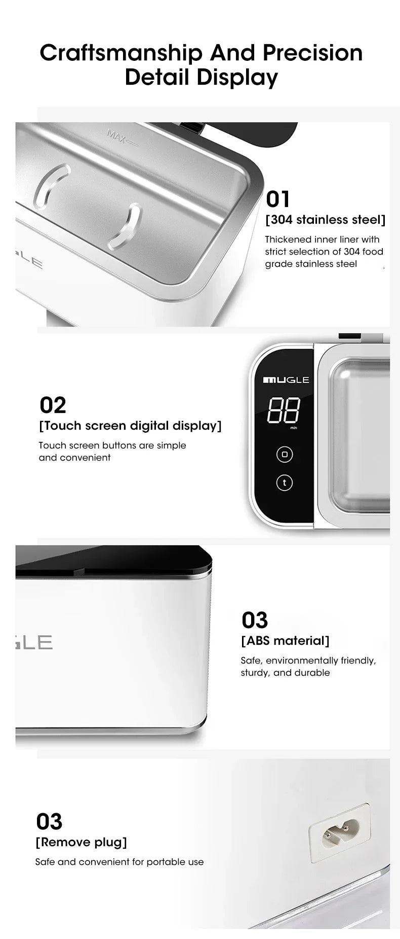 R.E.D. Shopping 500ML ultrasonic cleaning machine for jewelry, glasses, and watches, with a compact design for household use