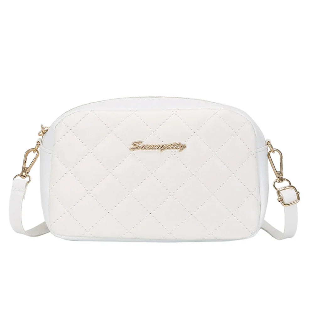 Tassel Diamond Grid Embroidery Crossbody Bag with Chain Strap