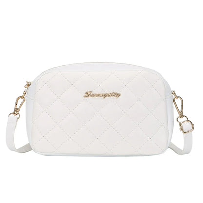 Tassel Diamond Grid Embroidery Crossbody Bag with Chain Strap