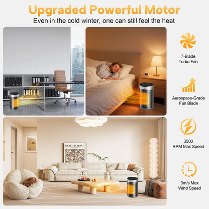 Electric Space Heater 1500W – Energy Saving Hot Air Heater with Remote Control & Timer