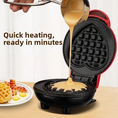 Mini Electric Waffle Maker – Double-Sided Heating, Sandwich & Breakfast Maker | Round & Heart Shape | US/EU/UK