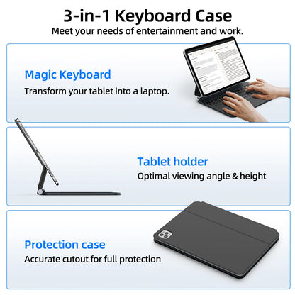 GOOJODOQ Magic Keyboard Case with Touchpad for iPad Pro 11" M4 / Air 4/5/6 (2020–2024)