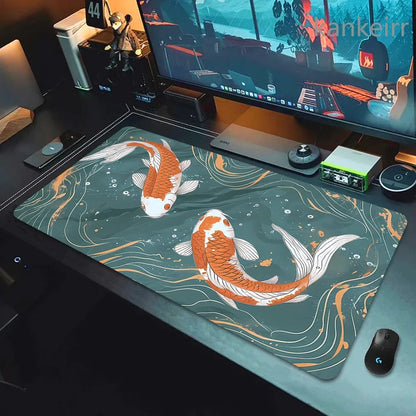 Koi Fish Taichi XXL Gaming Deskmat 90x40 – Natural Rubber, Anti-Slip, Smooth Surface