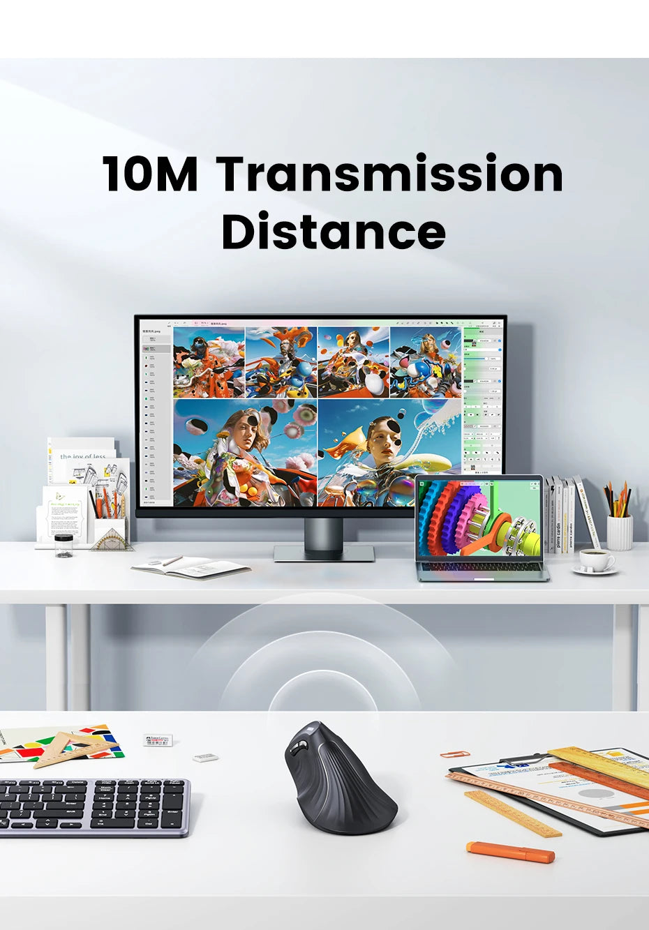 UGREEN Vertical Ergonomic Mouse – Bluetooth 5.0 & 2.4G Wireless, 4000DPI, 6 Silent Buttons, for Mac & PC