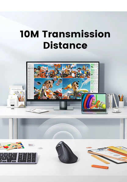 UGREEN Vertical Ergonomic Mouse – Bluetooth 5.0 & 2.4G Wireless, 4000DPI, 6 Silent Buttons, for Mac & PC