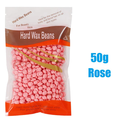 R.E.D. Shopping hard wax beans for hair removal, professional waxing, 500g, 200g, or 50g, in a natural wax color.