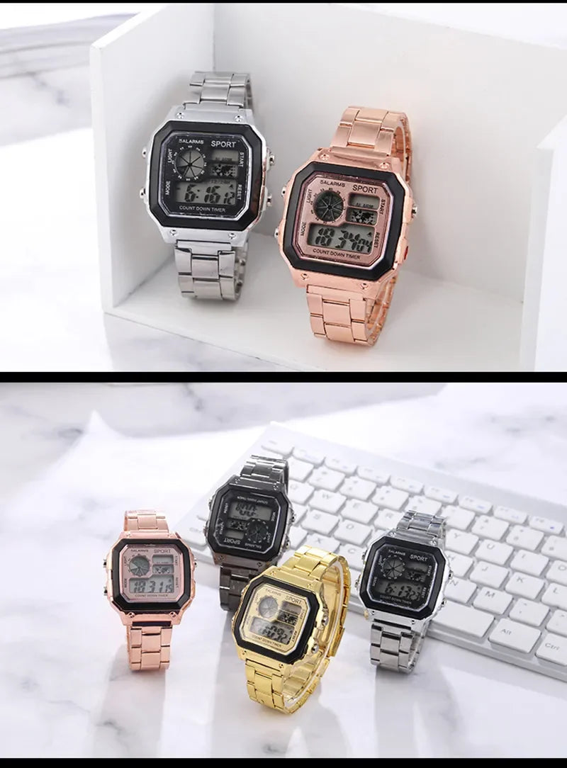 YIKAZE Men's Military LED Sport Watch - Luxury Stainless Steel Strap, Waterproof Digital Wristwatch