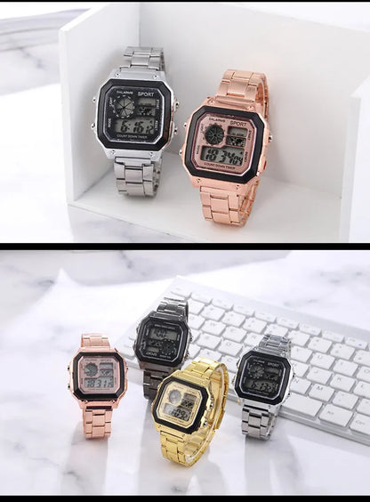YIKAZE Men's Military LED Sport Watch - Luxury Stainless Steel Strap, Waterproof Digital Wristwatch