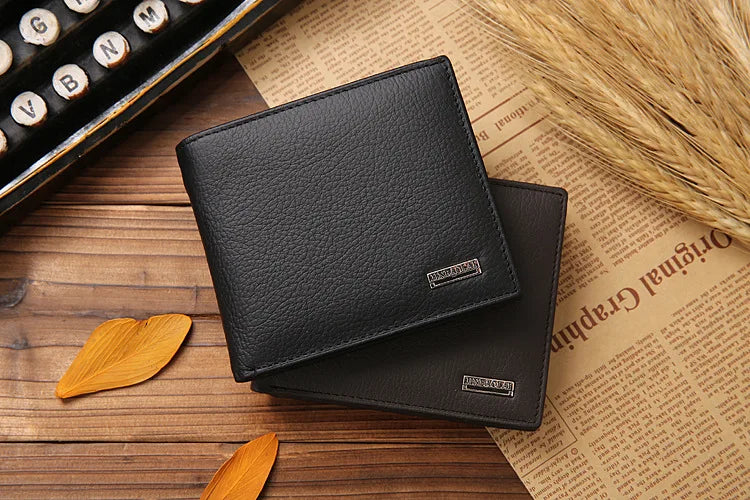Genuine Cowhide Leather Men's Wallet – Short Bifold